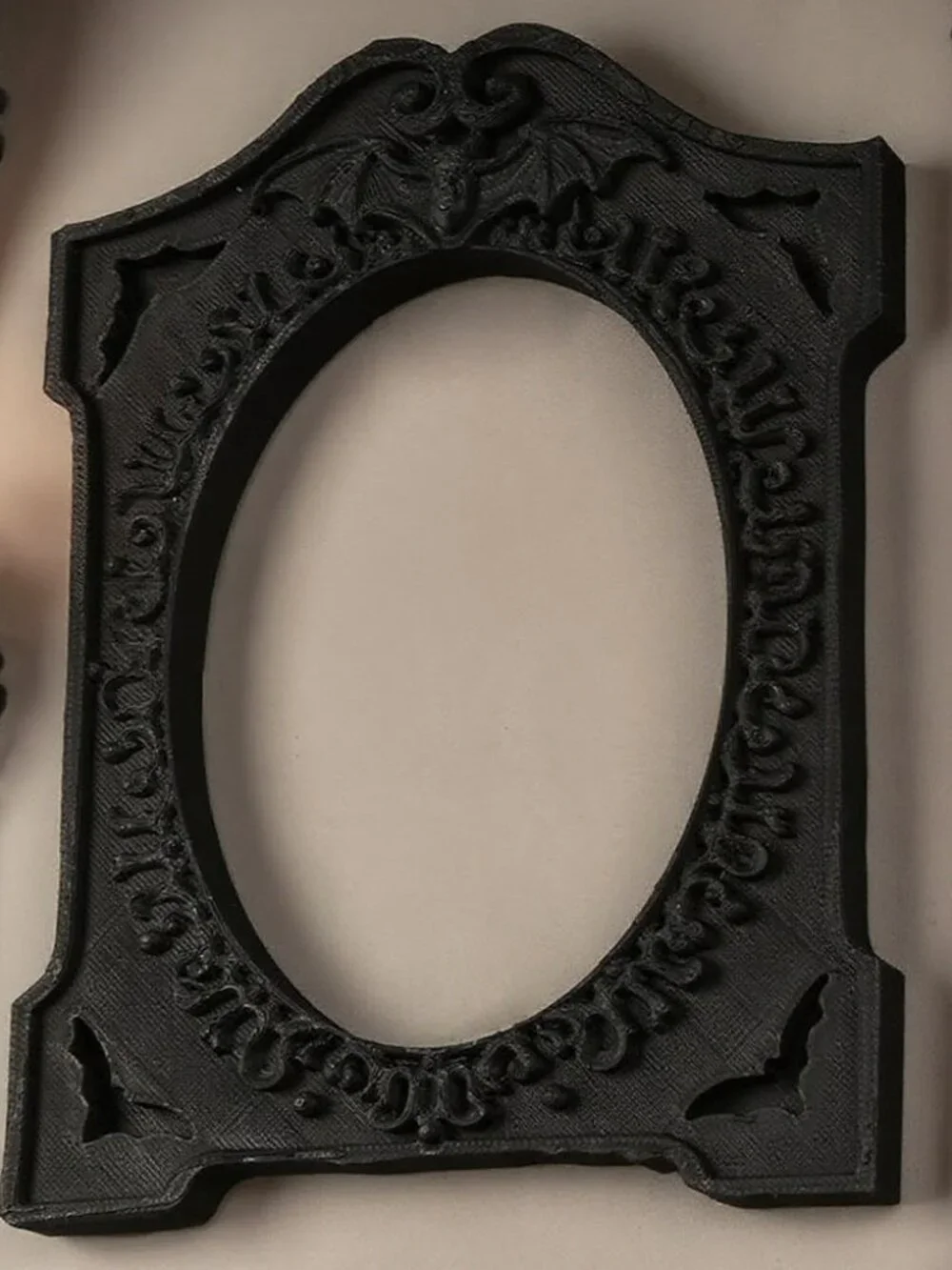 Matte Black Baroque Bat Oval Gothic Wall Frame Witch Altar Display Frame